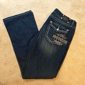 Y2K Plus Size Harley-Davidson Rhinestone Bling Mid Rise Flare Jeans